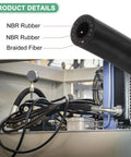 NBR rubber fuel hose showing construction, part of 6.5Mm ID 13Mm OD Fuel Line Hose 4.9 Ft Length NBR Heavy Duty High Pressure Heat Resistant Gas And Oil Hose With 4 Clamps For Automotive Fuel Systems Steam Emission And Engines.