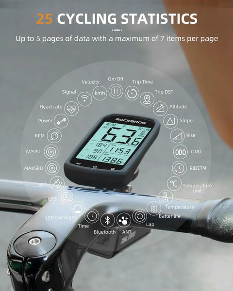 Ride Ready Bike Computer With Four Satellite Systems GPS GLONASS BDS GALILEO ANT Plus Bluetooth Waterproof mounted on handlebar.