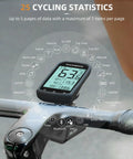 Wireless Dope Bike Computer With Speed Cadence Sensor For Cycling showing LCD screen on handlebar with cycling stats.