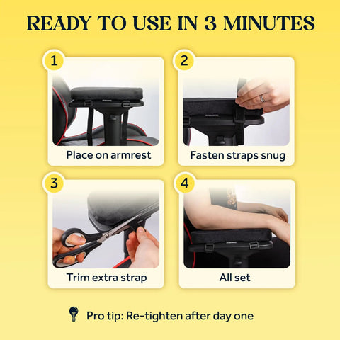 Thick Memory Foam Armrest Pads For Office And Gaming Chairs Cushy Elbow Support Anti Slip Arm Rests Fits 3 Inches Installation Guide
