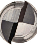 HSS end mill, 2-flute, 1/2-in shank, uncoated finish, 3-in length, top view