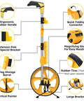Distance Measuring Wheel With Feet And Inches, 20 Marking Flags And Flag Holder, collapsible imperial wheel, ergonomic handle