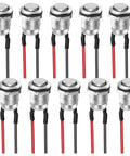12mm Momentary Push Button Switch Kit, 10 Pack, Waterproof, Prewired Mini Round Power Buttons For Cars And Boats, Marine Use, DC 12V 2A