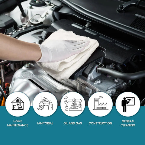 Premium White Terry Cloth Rags For Garage, Shop And Housekeeping, Ultra Absorbent Cotton Towels used on engine for cleaning