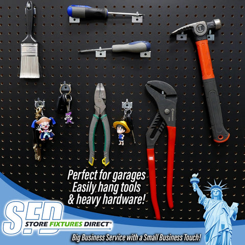 Pegboard Notch Hook 25 Pack Must Have Picture Hanger For Slatwall And Peg Wall Chrome Zinc Finish 1 1/8 Inch Long By 1 1/4 Inch High