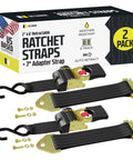 Beefy Bolt On E Track Retractable Ratchet Straps Pack Of 2 2 Inch By 6 Foot Heavy Duty Tie Downs For Boats Jet Skis Motorcycles And ATVs 4000 Lbs Break Strength with packaging