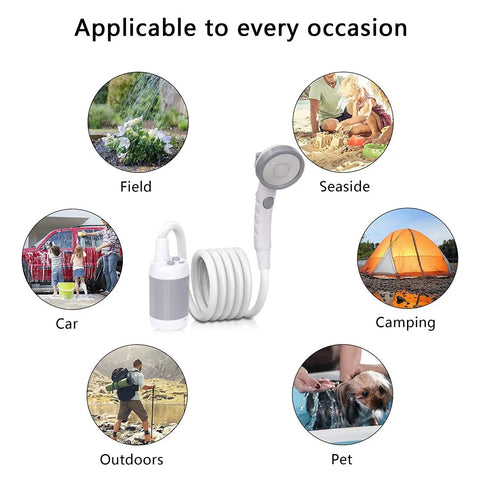 On The Go Portable Electric Camping Shower With Built In 5000mAh Battery For Long Lasting Power Ideal For Car Washing, Camping, Pet Bathing