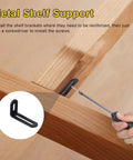 Heavy Duty 10 Pack L Brackets For Shelves 2 By 1 By 0.5 Inch Slotted Corner Braces Black 90 Degree Right Angle Supports