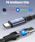 Close-up of PD intelligent chip in 240W USB C To USB C Coiled Braided Car Charger Cable for stable rapid charging