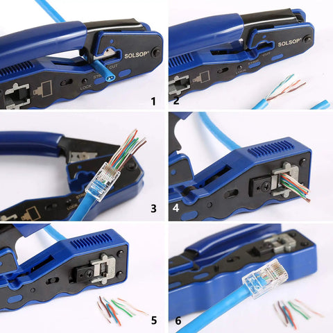 RJ45 Crimping Tool Set Pro Grade Pass Through Ethernet Crimp Tool For CAT5e CAT6 CAT6A CAT7 And RJ11 RJ12 Ergonomic Grip