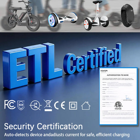 54.6V 1.5A Universal Electric Bike Charger Must-Have 7 In 1 Fast Charge Replacement For Razor Gotrax Xiaomi Ninebot Hoverboard And E-Bike ETL Certified Safe Charge