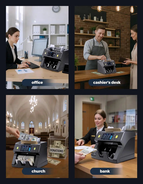 Mixed Denomination Money Counter With Counterfeit Detection And Touch Screen For Business used in various settings