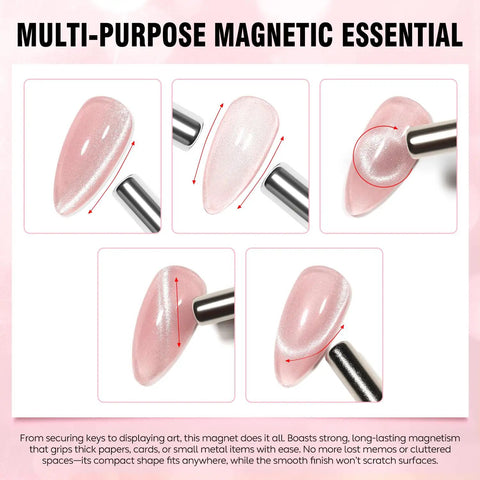 Demonstrating magnet effect on cat eye gel polish with shimmer, Cat Eye Gel Polish With Magnet 15ml Hema Free Vegan Cruelty Free