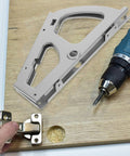 Two stainless steel shoe cabinet hinges with flip plates; silver metal for home furniture and wardrobes.