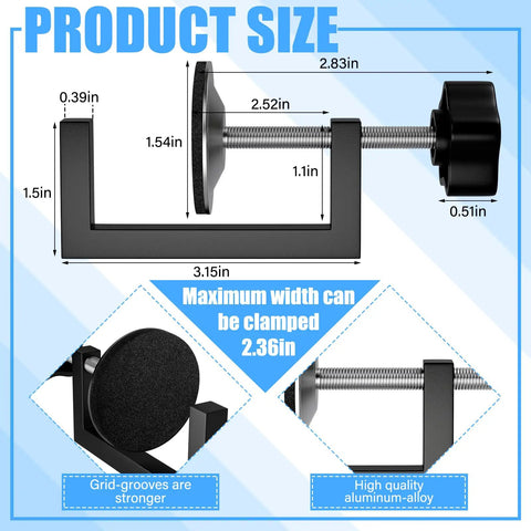 Diagram of 4 Pack Adjustable Sectional Couch Connectors For Outdoor Rattan Furniture, 2.36 Inch Clamp Clips dimensions