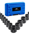 Impact Nut And Bolt Extraction Tool Set For Rusted And Stripped Fasteners, 13 SAE And Metric Sizes with Blue Case Displayed