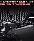 Chrome Shift Linkage For Harley Touring Motorcycles 1980 To 2024 Keeps Your Ride Shifting Smooth And Crisp On Softail Electra Glide Road King Street Glide Road Glide Upgrade For Lightning Fast Shifts, chrome billet linkage mounted on Harley engine