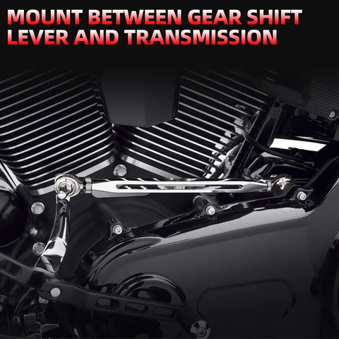 Chrome Shift Linkage For Harley Touring Motorcycles 1980 To 2024 Keeps Your Ride Shifting Smooth And Crisp On Softail Electra Glide Road King Street Glide Road Glide Upgrade For Lightning Fast Shifts, chrome billet linkage mounted on Harley engine