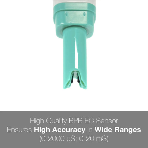 Value Series EC20 Conductivity Pocket Tester Kit With BPB Sensor Auto Calibration And Auto Temperature Compensation 0 To 20 mS Per Centimeter 1 Percent FS Large Clear LCD Compact Portable Meter For Water Quality, BPB probe close-up
