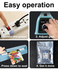 Steps for using Heavy Duty Manual Impulse Heat Sealer Eight Inch Sealing Bar For PE PP Plastic Bags, connecting, adjusting, sealing.