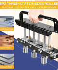 Three Station Edge Roller Bead Bender for Sheet Metal with adjustable rollers for 0 to 90-degree bends in various metals.
