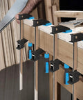 24 Inch Bar Clamps For Woodworking, 2 Pack Quick Release Adjustable Clamps With 2.5 Inch Throat, Serrated Steel Rails, 600 Lb Clamp Force