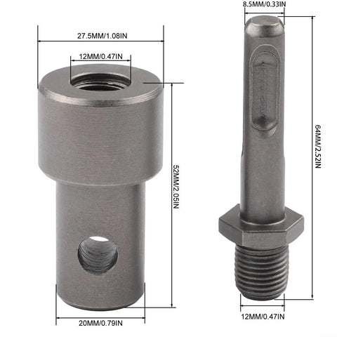 Earth Auger Adapter Tool With Four Interface Types Round Square Hex And Electric Wrench, Heavy Duty Secure Fit