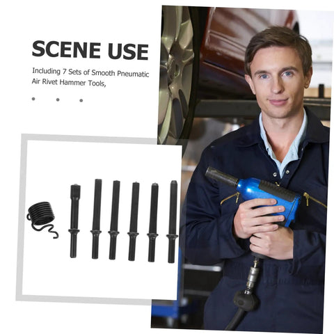 Ultimate Air Rivet Tool Kit And Chisel Hammer Set For Pros Who Need Heavy Duty Pneumatic Riveting Punches Power Tools To Nail Any Job Fast, blue air hammer with punches