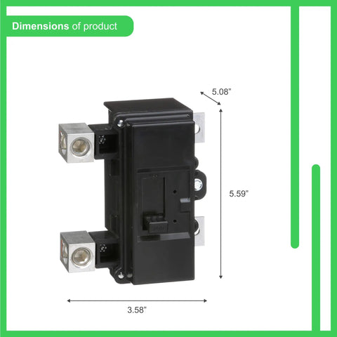 QOM2200VH Bolt On Circuit Breaker 200 Amp 2 Pole For QO And Homeline Panels dimensions shown