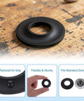 Close-up of a black rubber bathtub drain stopper washer, part of 10pcs Rubber Bathtub Drain Stopper Washer Black for Pop up Tub.