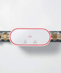 Sense Guard Wall Mounting Set For Water Leak Detection And Auto Shutoff shown on 1-inch pipes, monitoring humidity and temperature.
