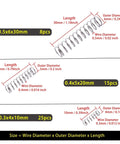 Grab And Go Compression Springs Kit 100 Pieces Assorted Metal Tower And Return Springs Set 304 Stainless Steel dimensions and details