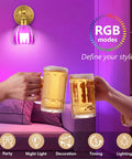 Vintage Wireless Rechargeable Led Wall Sconce Set Of Two Featuring Remote Dimmable Switch And Sleek Gold Finished Green Tulip Glass Shade For Bedroom Living Room Straight Up Gorgeous with purple ambient light.