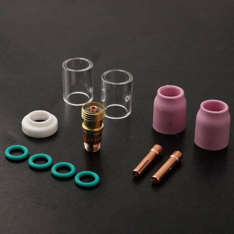 12 Piece TIG Welding Torch Kit For Stubby Gas Lens No 10 With Heat Resistant Glass Cup Fits WP 17 18 26 Accessories