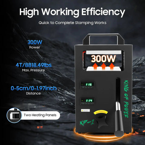 Workhorse 4 Ton Hydraulic Heat Press With 300W Power Manual High Pressure Jack Press Dual 4.5 By 4.7 Inch Heated Plates And LED Display Heavy Duty Hot Stamping Machine For Printing Heat Transfers, front view