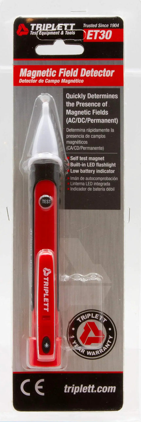 ET30 Non Contact Magnetic Field Detector For AC DC And Permanent Magnets Built In Self Test Magnet And LED Flashlight Handy Workhorse For Testing Solenoid Valves Pneumatic Hydraulic Equipment And Speaker Coils