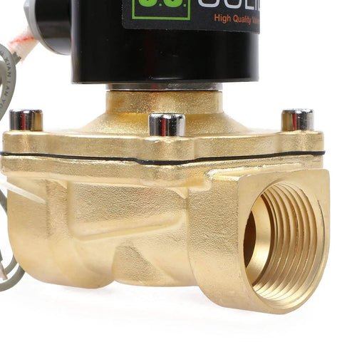 Close-up of Brass 1 Inch Electric Solenoid Valve 24V DC Normally Closed with Viton Seals built tough for air and water lines