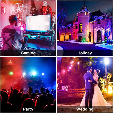 Smart WiFi RGB LED Flood Lights Outdoor With App Control And Alexa, IP66 Waterproof for Gaming, Holiday, Party, Wedding scenes