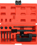 13 Piece Chain Breaker Tool Kit For Motorcycles, ATVs, And Bicycles in red carrying case, showing chain press and anvils.