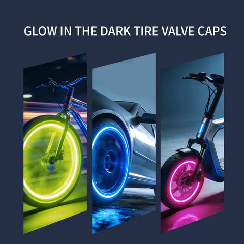 Glow In The Dark Tire Valve Caps Set Of 20 Fluorescent Valve Stem Caps For Cars SUVs Bikes Motorcycles And Trucks at night