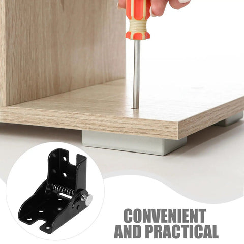 Heavy Duty Folding Hinges For Tables And Benches Self Locking 90 Degree Hinge installation on wood surface with screwdriver