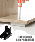 Installing Heavy Duty Self-Locking Folding Hinges for Tables, 90 Degree Iron Table Hardware, image of hinge and screwdriver in use.
