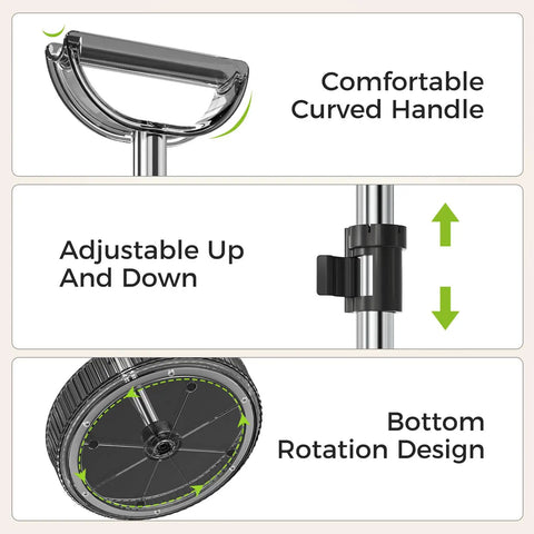 2-Tier Lazy Susan With 360 Degree Rotation Height Adjustable Turntable Organizer Rack features handles and adjustable design.