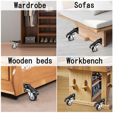Heavy Duty Retractable Casters Set Of 4 Foot Pedal Lifting Wheels For Workbenches Tables Shop Equipment Adjustable Stepdown Roll Heavy Loads Smooth As Butter Always on wardrobes, sofas, wooden beds, and workbenches.