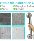 Grab Bar For Showers You Can Trust, Antislip Handrail For Seniors, Heavy Duty Shower Handles, Stainless Steel on various surfaces