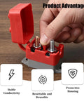 Heavy Duty Automatic Reset Circuit Breaker 10A Waterproof Stud Bolt For Trucks And Trailers showing a hand interacting with its protective cover.