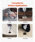 Heavy Duty Automatic Feed Drain Auger Sewer Snake Cleaning Machine With Four Interchangeable Cutters and Air Foot Switch in use for sewer, drain pipe, bathroom, and floor drain.