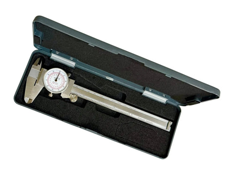 Six Inch Dial Caliper With Dual Metric And SAE Readout, Pro Grade Precision 0.001 Inch Resolution, 150 Mm Scale in case