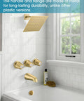 Metal 3 Piece Shower Knob Set With Handle Flange Replacement For Verve Tub And Shower Faucets Hot And Cold Remodel Kit Brushed Gold Easy Install Upgrade installed in bathroom