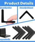 Image showing 8 Piece Heavy Duty Rubber Corner Caps For Metal Bed Frame Legs With Anti Slip L Shape Design In Matte Black.